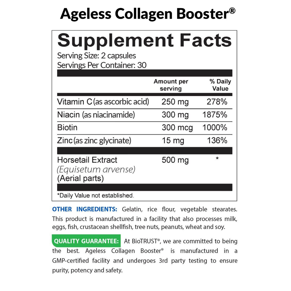 Supp Facts Ageless Collagen Booster