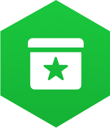 Green hexagon with package icon